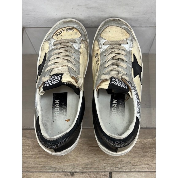 Golden Goose Stardan Sneakers Platform Silver Black Star Size 39 Low Top - Picture 5 of 9